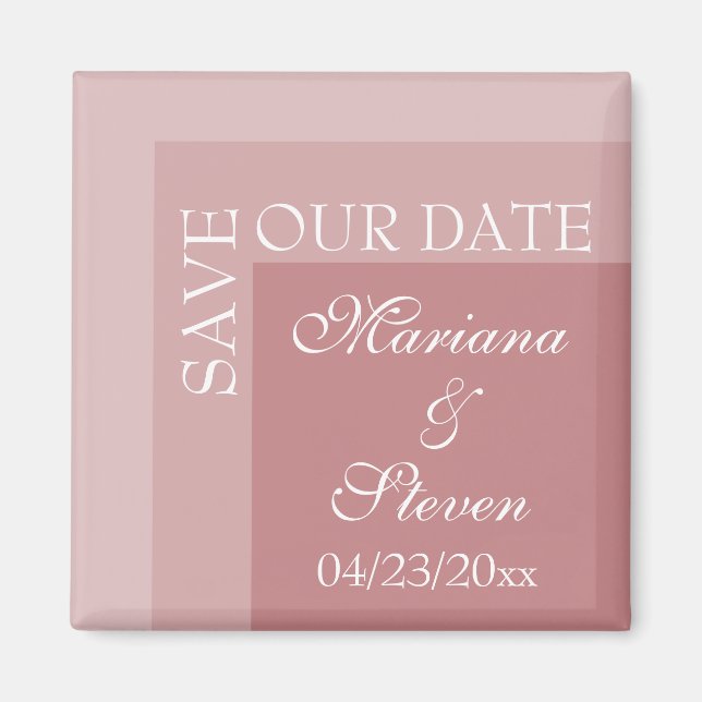 Aimant Dusty Rose Simple Moderne Chic Script Mariage (Devant)