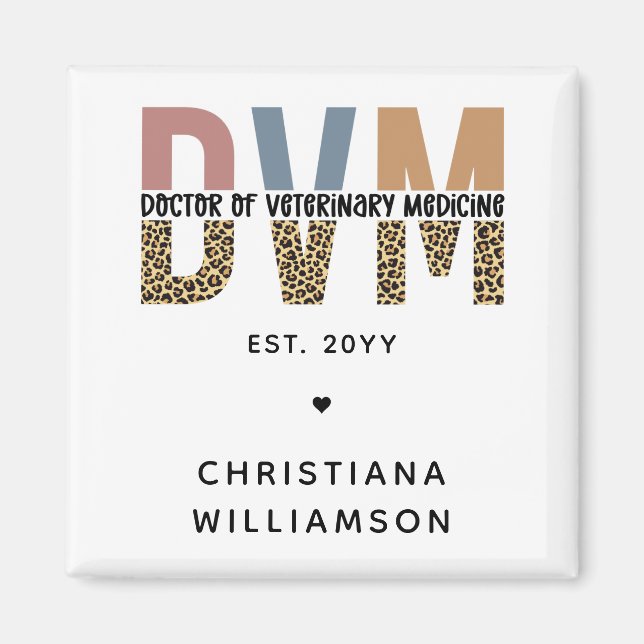 Aimant DVM personnalisé Docteur en médecine vétérinaire C (Devant)
