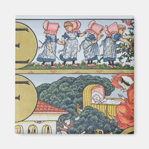 Aimant E-F, d'un alphabet basé sur les rimes de la crèche