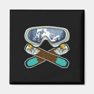 Aimant Eagle Snowboard Snowboard Goggets Retro Snowb