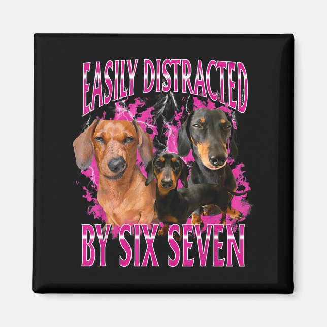 Aimant Easily Distracted By Six Seven 67 Meme Dachshund W (Devant)