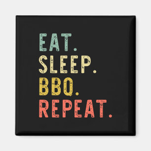 Aimant Eat Sleep Bbq Répéter Rbecue Rbeque Funny Vintage