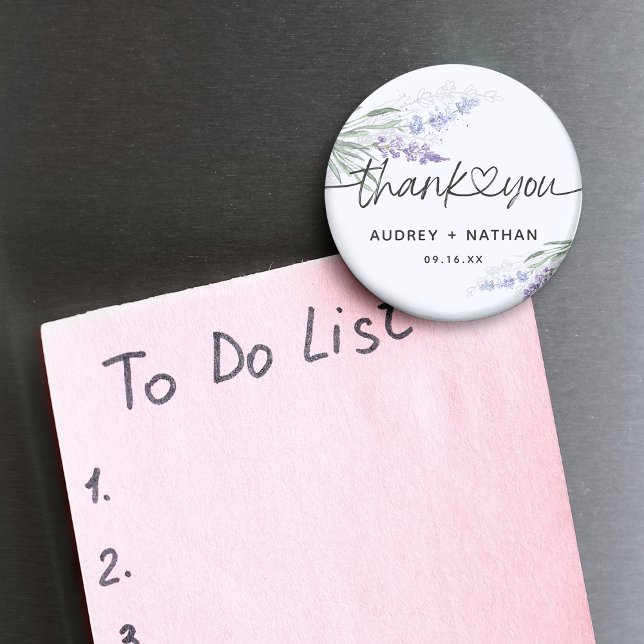 Aimant Eau de lavande aquarelle élégante remerciement mar (Elegant Lavender Watercolor Thank You Wedding Magnet)