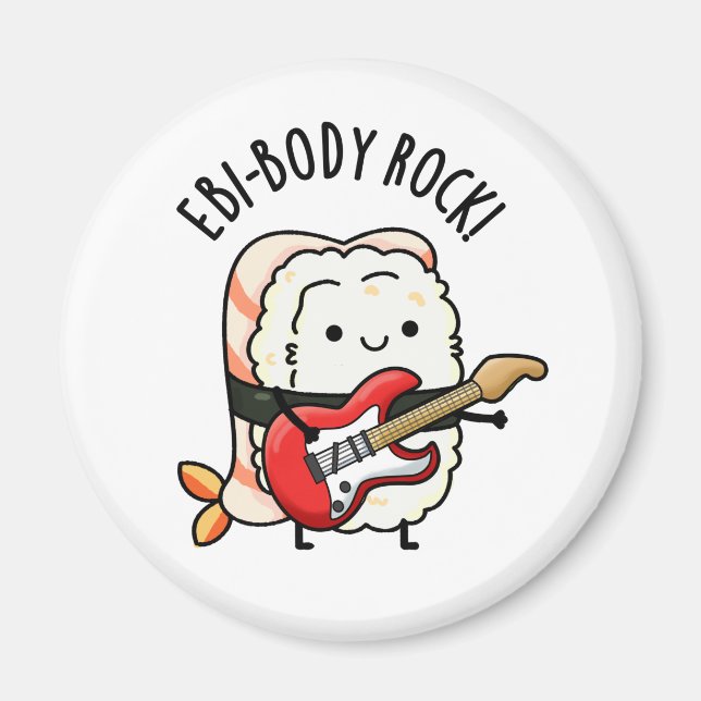 Aimant Ebi-body Rock drôle Rocker Sushi Pun (Devant)