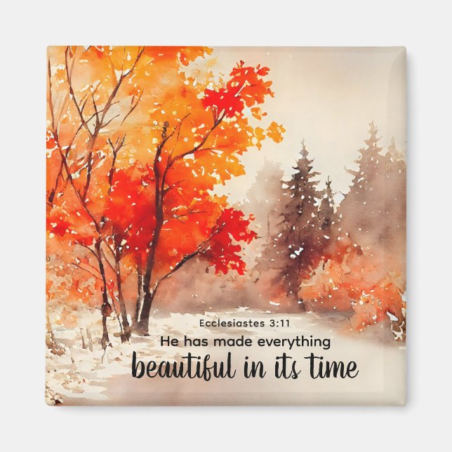 Aimant Ecclésiaste 3:11 Verse Bible Automne Aquarelle (Devant)
