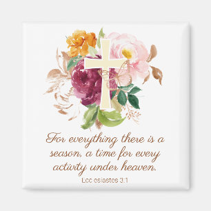 Aimant Ecclesiastes 3:1 Pink Floral Cross Butterfly