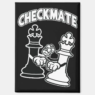 Aimant Échecs mat minimaliste noir et blanc