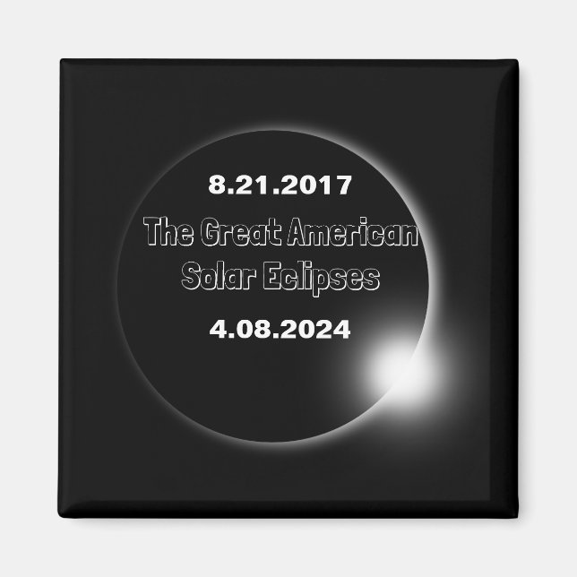 Aimant Éclipse solaire double datée 2024 & 2017 (Devant)