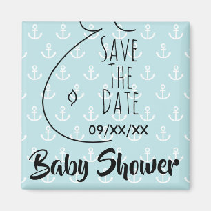 Aimant Économies de baby shower d'Aqua d'Ancres de bosse