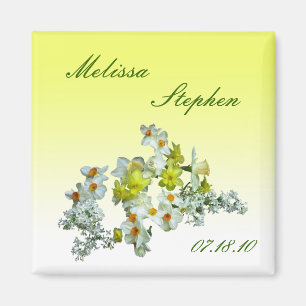 Aimant Économies florales jaunes la date