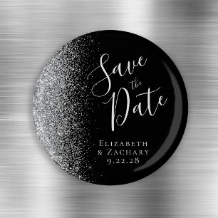 Aimant Économisez la date du script paillettes argent noi