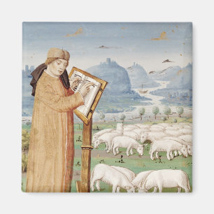 Aimant Écriture de Virgil dans un domaine des moutons et