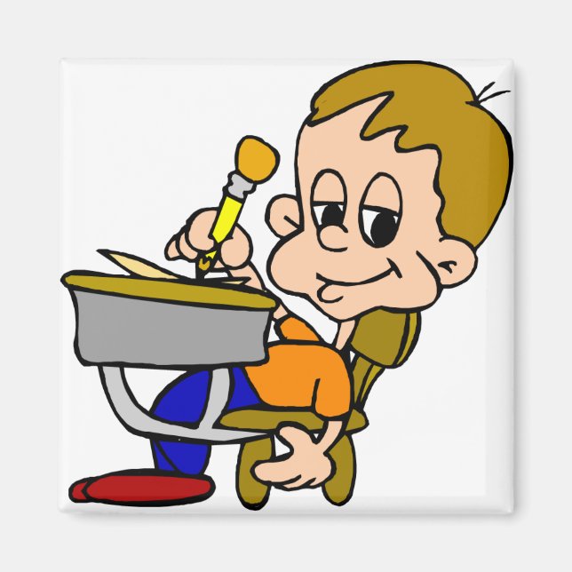 Aimant Écriture Enfant Au Bureau (Devant)