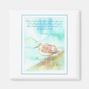 Aimant Écriture, Inspiration, Jean 14:27, Oiseau de plage