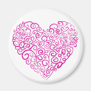 Aimant Écriture spirale coeur rose pour la Saint Valentin
