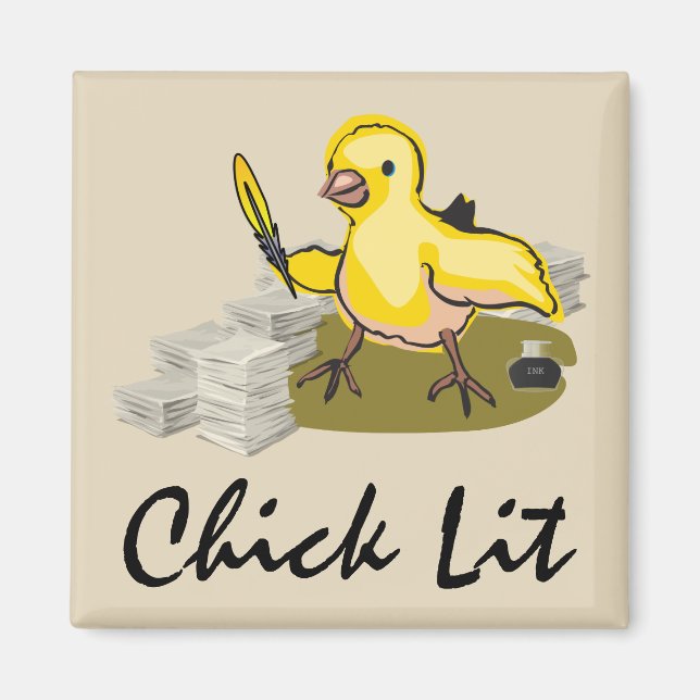 Aimant Écrivain Lit avec papier et Quill Plume (Devant)