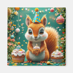 Aimant Écureuil adorable d'anniversaire