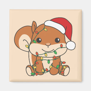Aimant Écureuil de Noël Animaux d'hiver Écureuil de vacan