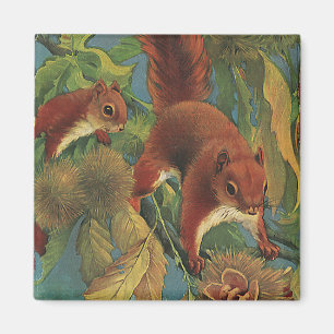 Aimant Écureuils vintages, Créatures Forestières, Animaux