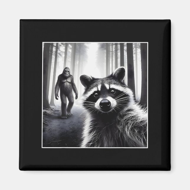 Aimant Ed Raccoon Selfie With Sasquatch Bigfoot Funny Rac (Devant)