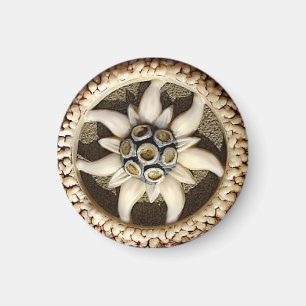 Aimant Edelweiss sculpté dans l'os 