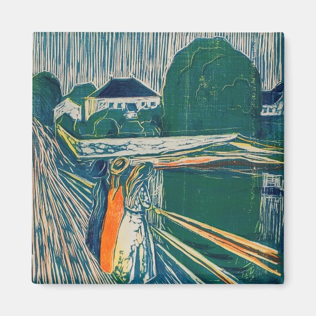 Aimant Edvard Munch - Les filles sur le pont, Lithographe (Devant)