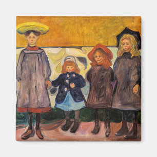 Aimant Edvard Munch - Quatre filles à Asgardstrand