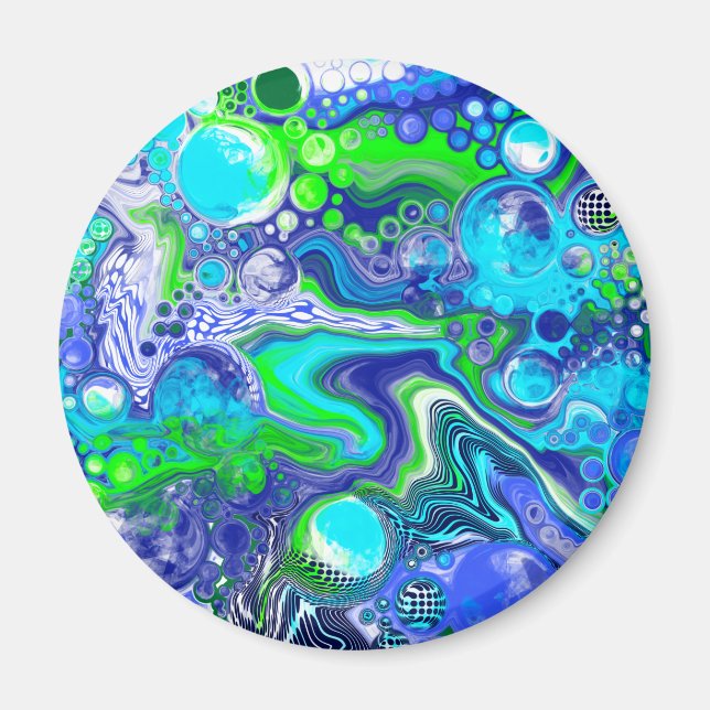 Aimant Effet de peinture à l'aide d'un fluide bleu et ver (Devant)
