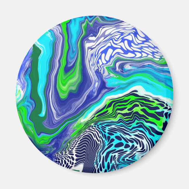 Aimant Effet marbre bleu et vert Fluid Art (Devant)