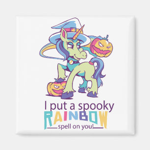 Aimant Éffrayant arc-en-ciel épell Halloween Unicorn sorc
