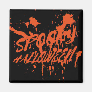 Aimant Éffrayant Halloween Splash Rétro Rouge Orange Horr