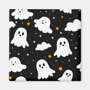 Aimant Éffrayant mignon Halloween Ghost Nuageux Star Sky
