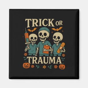 Aimant Éffrayant Trame Ou Trauma Skeleton Citrouille Hall