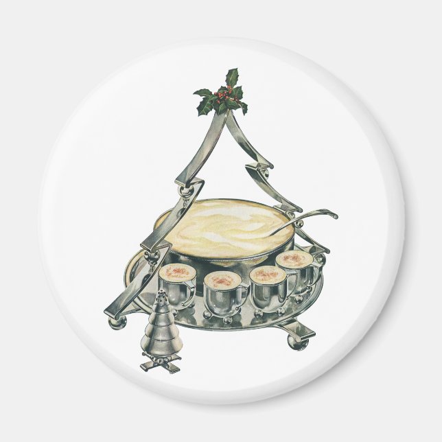 Aimant Eggnog dans un bol de punch de sapin de Noël vinta (Devant)