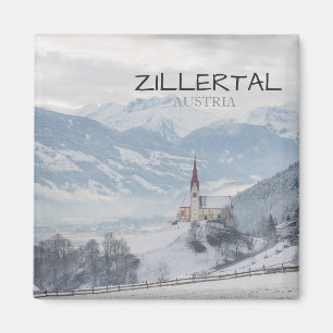 Aimant Eglise de Zillertal dans l'aimant de texte hiverna
