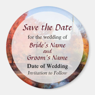 Aimant Église en automne Enregistrer la date