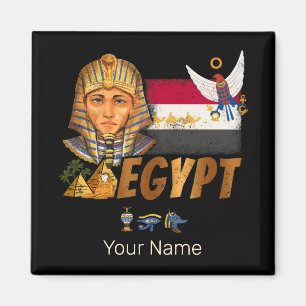 Aimant Égypte Vintage Pharaon Drapeau Et Pyramides Souven