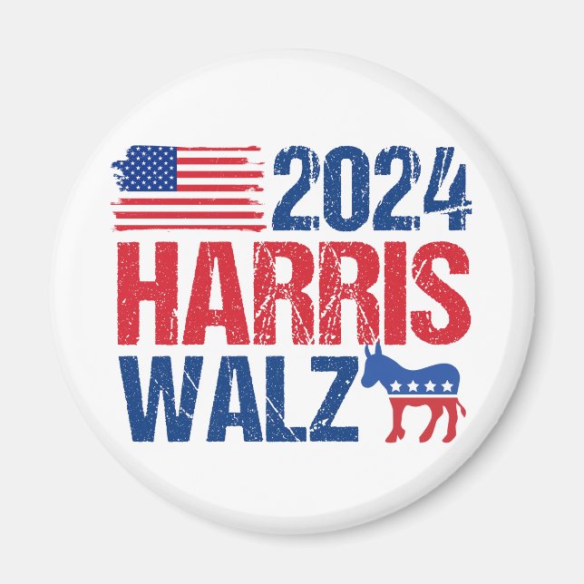 Aimant Élection américaine Donkey 2024 de Harris Walz Dem (Devant)