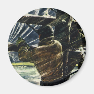 Aimant Electricien d'affaires vintage travaillant dans la