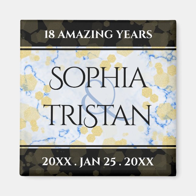 Aimant Élégant 18ème anniversaire de Mariage de porcelain (Devant)