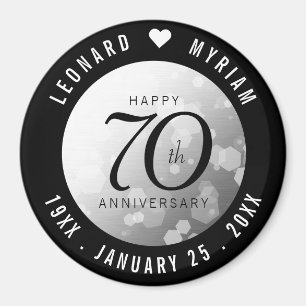 Aimant Élégant 70e anniversaire de Mariage Platinum