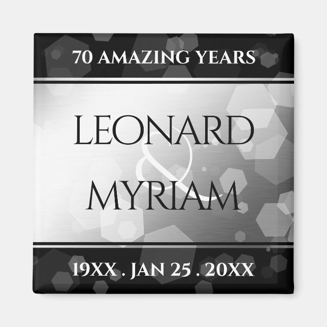 Aimant Élégant 70e anniversaire de Mariage Platinum (Devant)