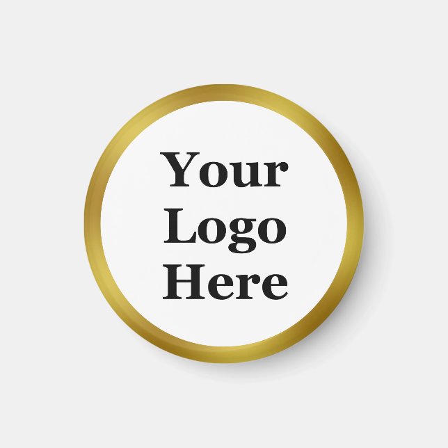 Aimant Élégant Blanc et Faux Gold Votre logo ici (Devant)