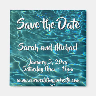 Aimant Elégant bleu eau turquoise motif vagues de lac océ