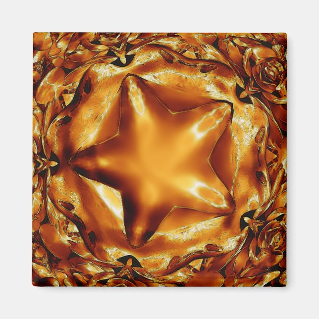 Aimant Élégant Chic Cuivre Or Star de Noël (Devant)