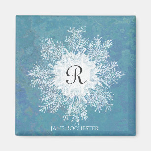 Aimant Élégant Corail marin bleu corail vert Monogramme