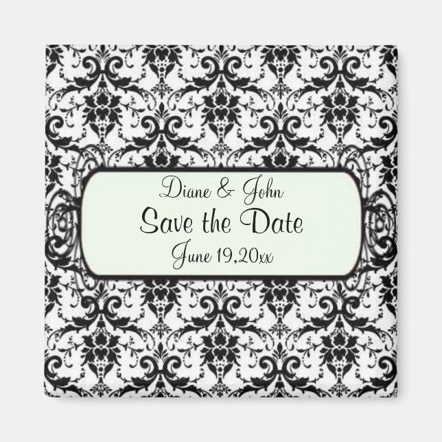 Aimant Élégant Damask Save The Date (Devant)