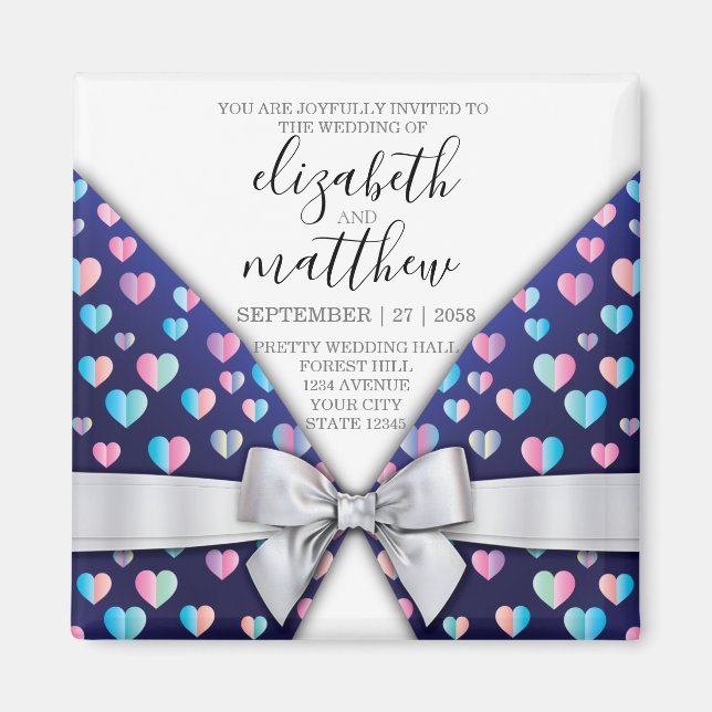 Aimant Elégant design moderne Bow and Heart Speckles (Devant)