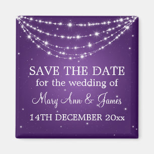 Aimant Élégant Enregistrer La Date Sparkling Chain Purple