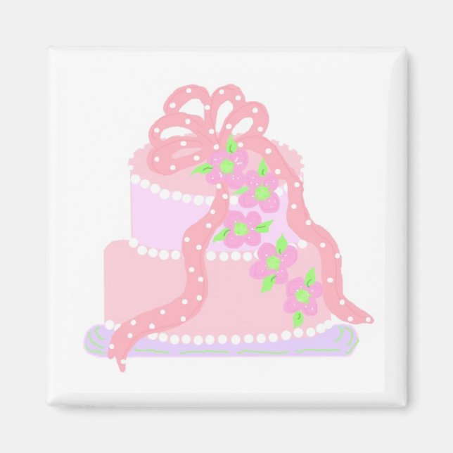 Aimant Élégant gâteau au ruban rose (Devant)